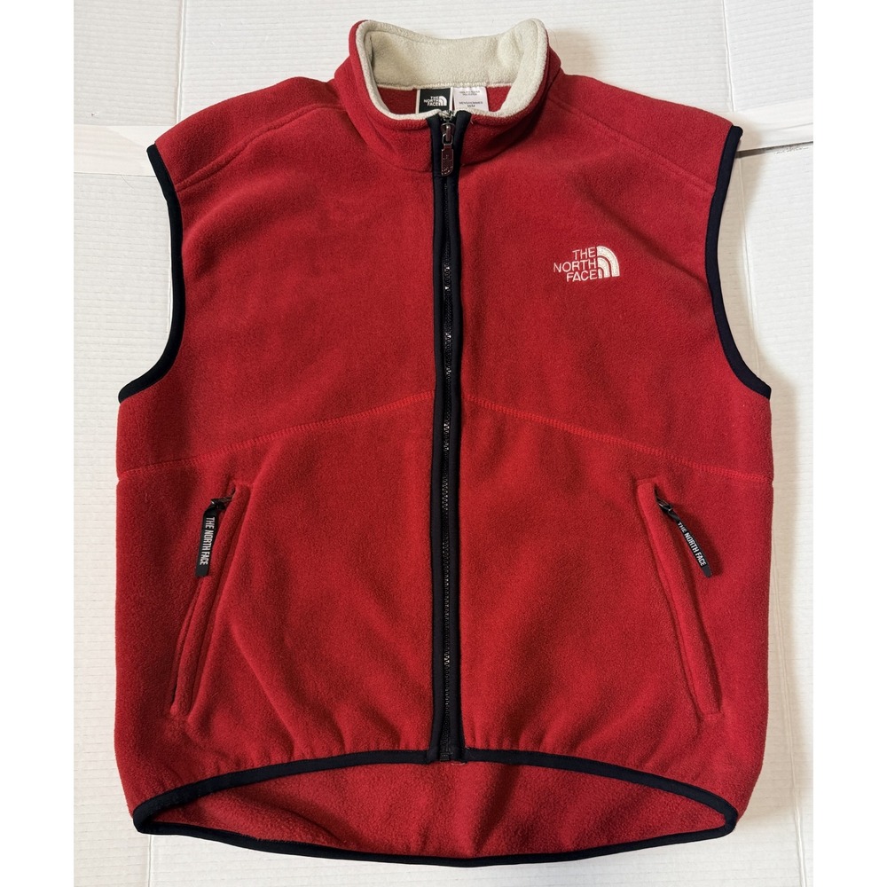 THE NORTH FACE - Men's Vintage Fleece Vest - Red Full Zip Made in USA - Medium
